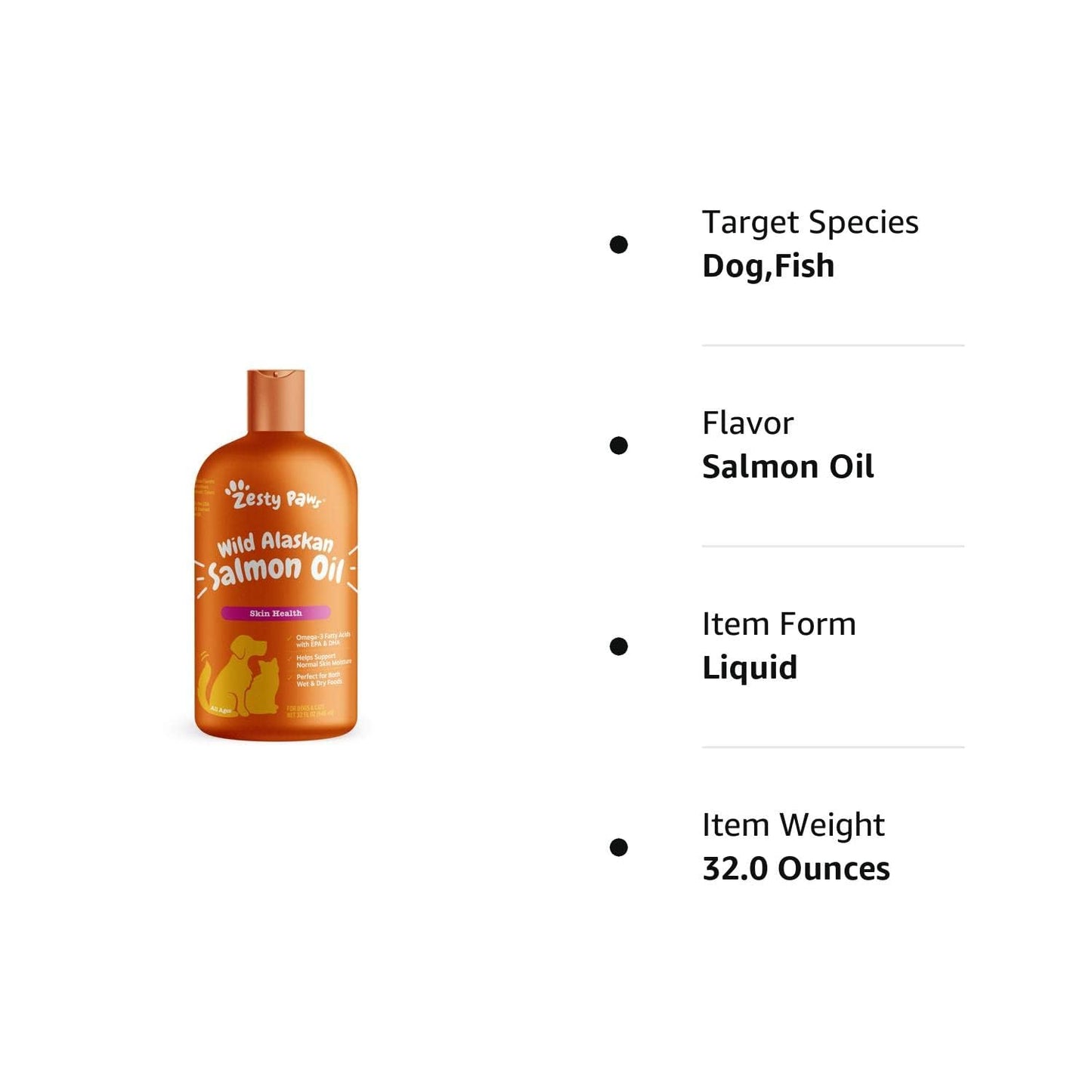 Wild Alaskan Salmon Oil Formula for Dogs & Cats - Omega 3 Skin & Coat Support - Liquid Food Supplement for Pets - Natural EPA + DHA Fatty Acids for Joint Function, Immune & Heart Health 8.5oz