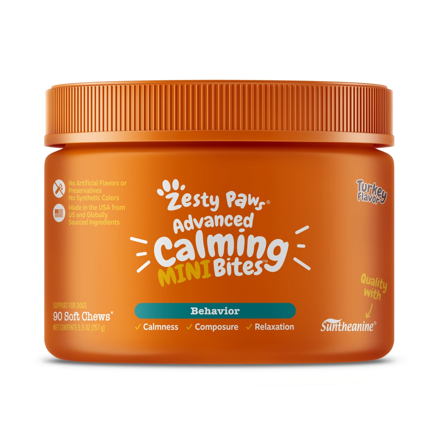 Zesty Paws Calming Chews for Dogs Composure & Relaxation for Everyday Stress & Separation Peanut Butter 90 Count