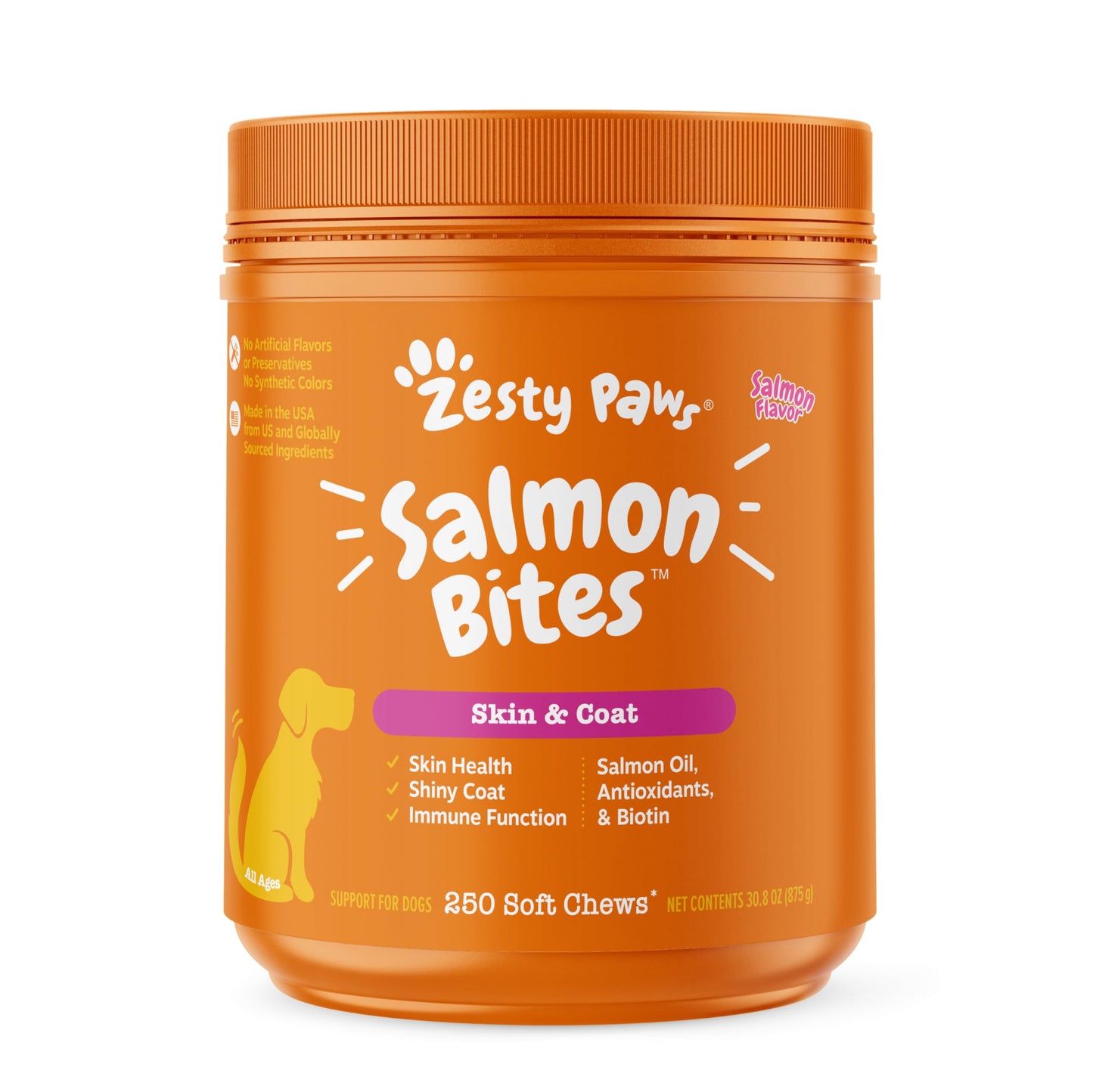 Salmon Fish Oil Omega 3 for Dogs - with Wild Alaskan Salmon Oil - Anti Itch Skin & Coat + Allergy Support - Hip & Joint + Arthritis Dog Supplement + EPA & DHA - 90 Chew Treats - Salmon Flavor