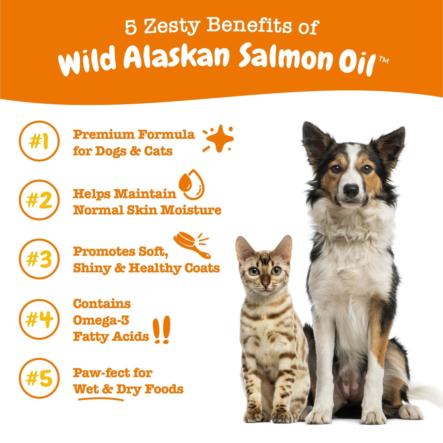 Wild Alaskan Salmon Oil Formula for Dogs & Cats - Omega 3 Skin & Coat Support - Liquid Food Supplement for Pets - Natural EPA + DHA Fatty Acids for Joint Function, Immune & Heart Health 8.5oz