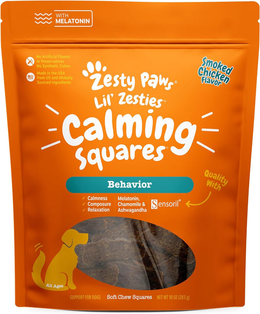 Zesty Paws Flavored Soft Chews - Calming for Dogs Anxiety Composure Relief with Ashwagandha Melatonin Chamomile Passionflower Dog Stress Separation Aid for Fireworks and Thunder 10 oz…