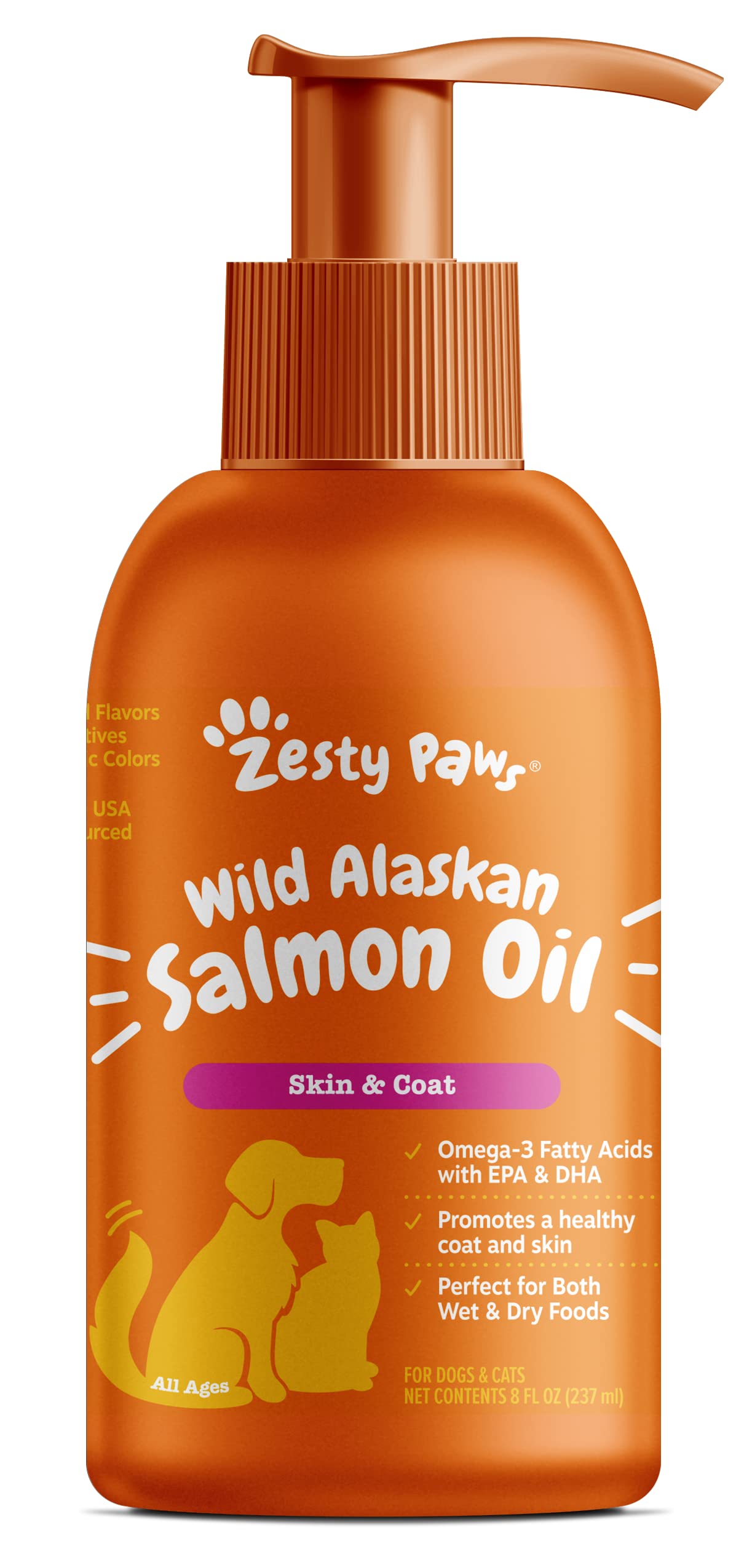 Wild Alaskan Salmon Oil Formula for Dogs & Cats - Omega 3 Skin & Coat Support - Liquid Food Supplement for Pets - Natural EPA + DHA Fatty Acids for Joint Function, Immune & Heart Health 8.5oz