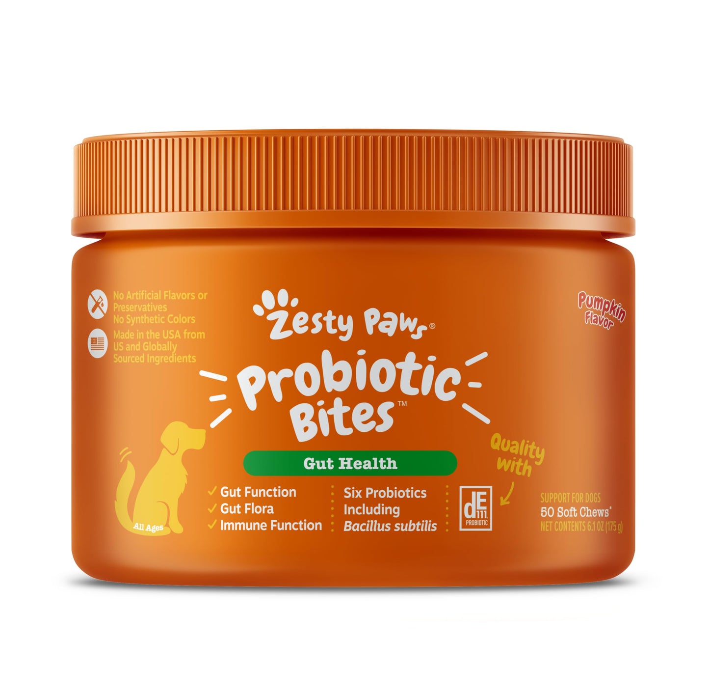 Zesty Paws Probiotics for Dogs - Digestive Enzymes for Gut Flora, Digestive Health, Diarrhea & Bowel Support - Clinically Studied DE111 - Dog Supplement Soft Chew for Pet Immune System - Chicken