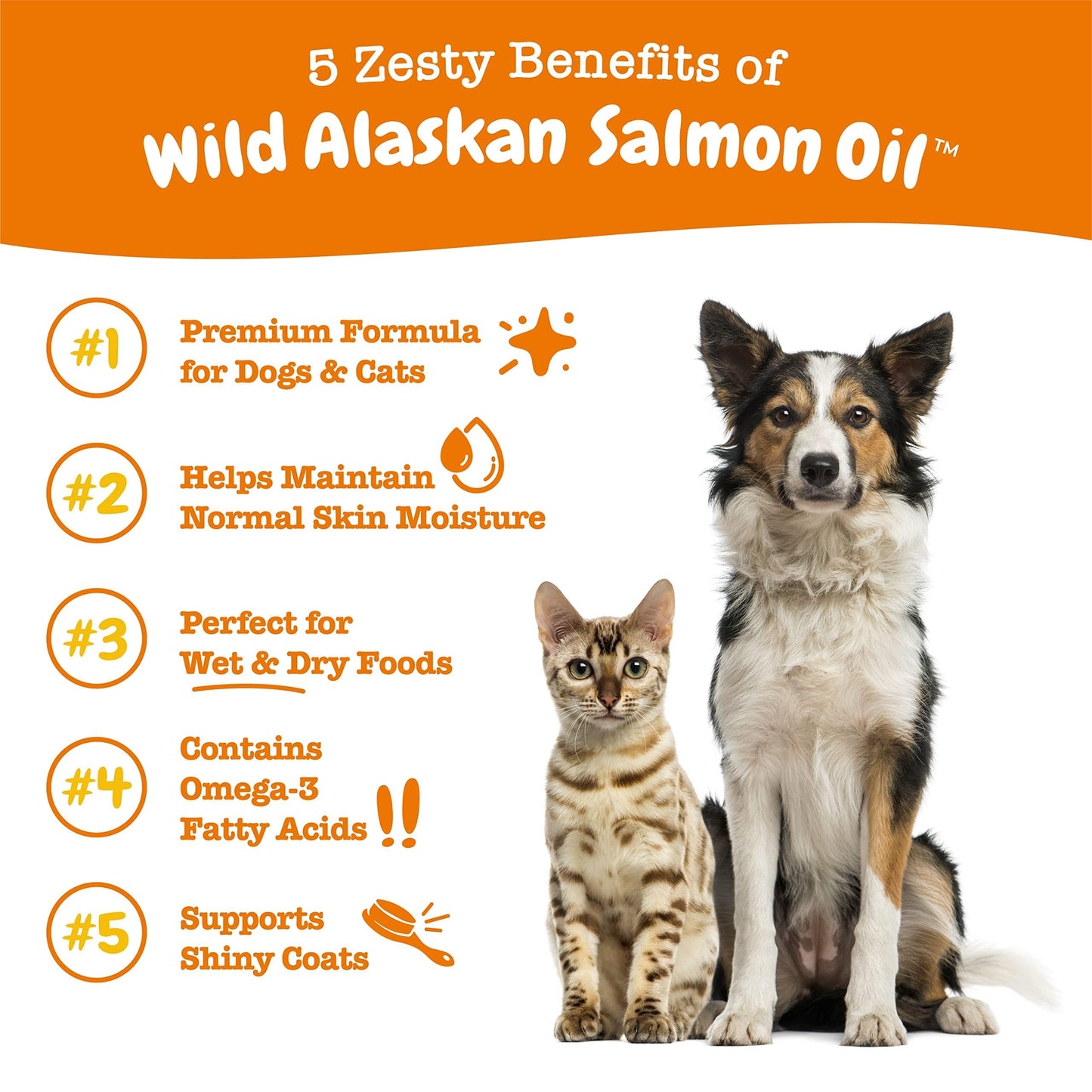 Wild Alaskan Salmon Oil Formula for Dogs & Cats - Omega 3 Skin & Coat Support - Liquid Food Supplement for Pets - Natural EPA + DHA Fatty Acids for Joint Function, Immune & Heart Health 8.5oz