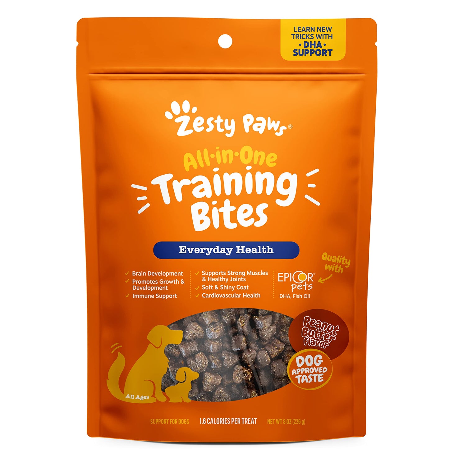 Zesty Paws Training Treats for Dogs & Puppies - Hip, Joint & Muscle Health - Immune, Brain, Heart, Skin & Coat Support - Bites with Fish Oil Omega 3 Fatty Acids with EPA & DHA - Bacon Flavor - 12oz