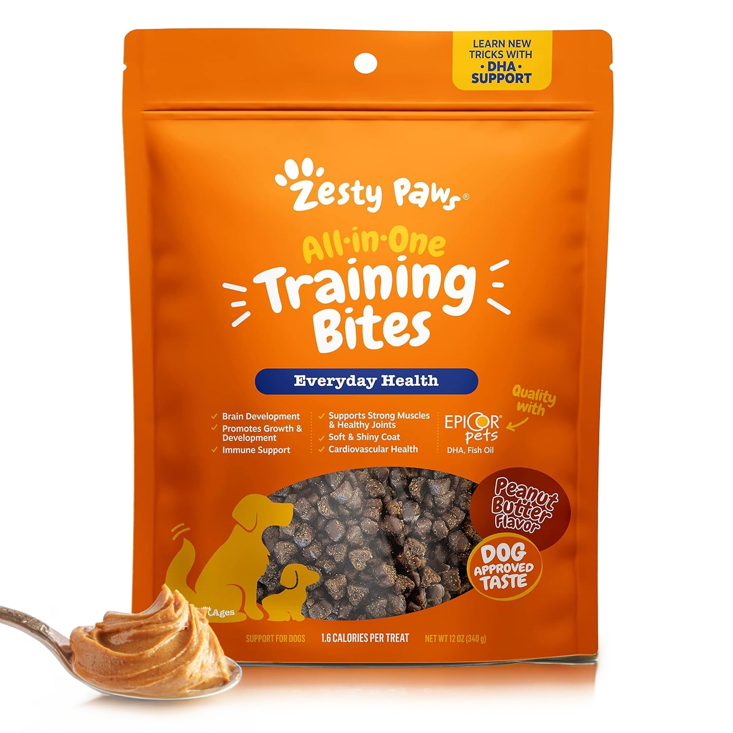 Zesty Paws Training Treats for Dogs & Puppies - Hip, Joint & Muscle Health - Immune, Brain, Heart, Skin & Coat Support - Bites with Fish Oil Omega 3 Fatty Acids with EPA & DHA - Bacon Flavor - 12oz