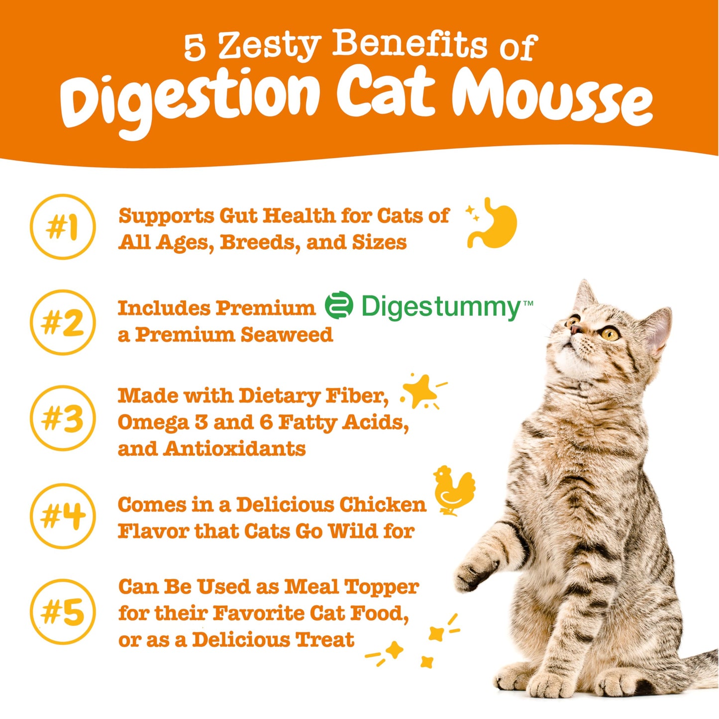 Zesty Paws Omega Cat Mousse Squeezable Cat Treats - with Seaweed, Omega Fatty Acids, Antioxidants Vitamins & Minerals - Skin & Coat Support for Cats - Tuna Fish Flavor - 18 Count