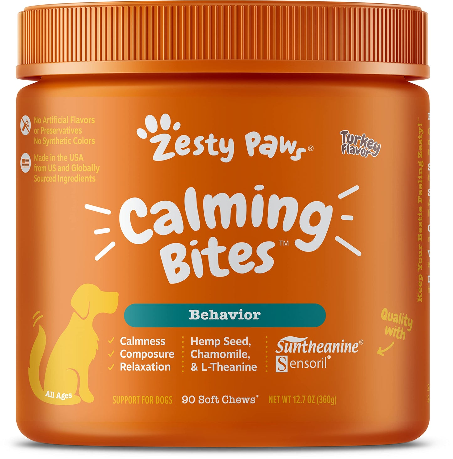 Zesty Paws Calming Chews for Dogs Composure & Relaxation for Everyday Stress & Separation Peanut Butter 90 Count